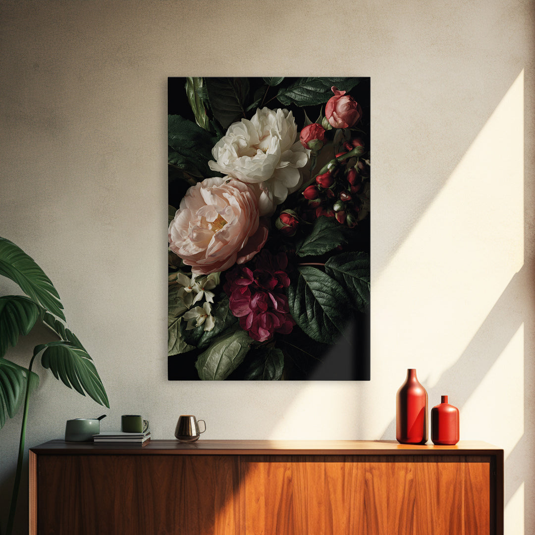 Baroque Roses Mixed Canvas Print, Maximalist Art, Wall Art, Living Room Decor, Abstract Art, Maximal, Printable Art, MAX-2x3-14