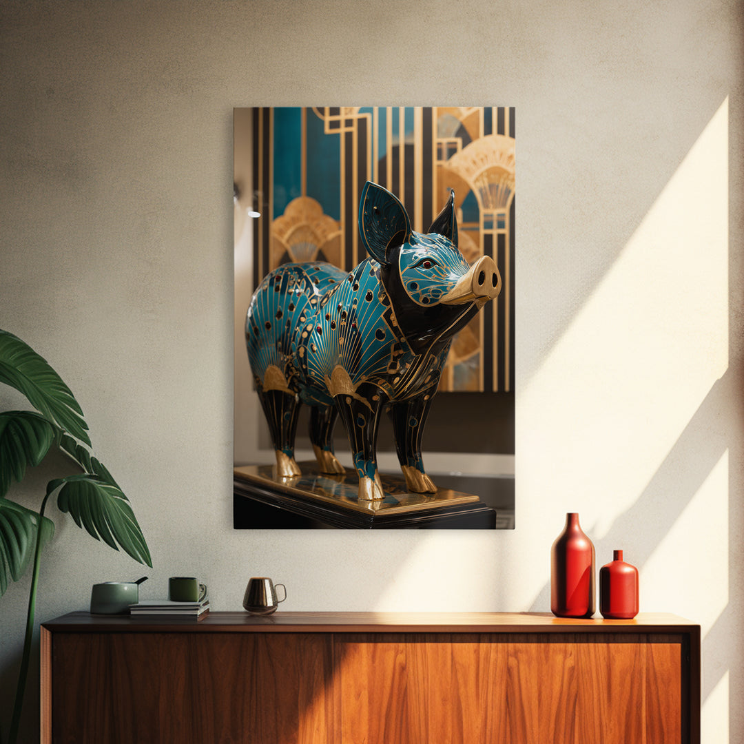 Folk Art Animal Parade Canvas Print, Maximalist Art, Pink Wall Art, Living Room Decor, Fine Art, Maximal, Gallery Decor, MAX-2x3-96