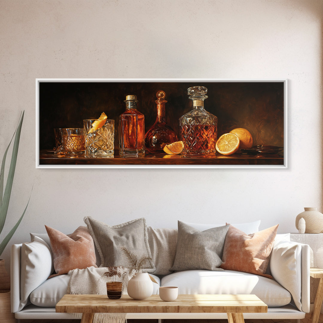 Retro Maximalist Cocktail Still Life Canvas Print, Maximalist Art, Abstract Art, Living Room Decor, Maximal, Retro Wall Art, MAX-3x1-34