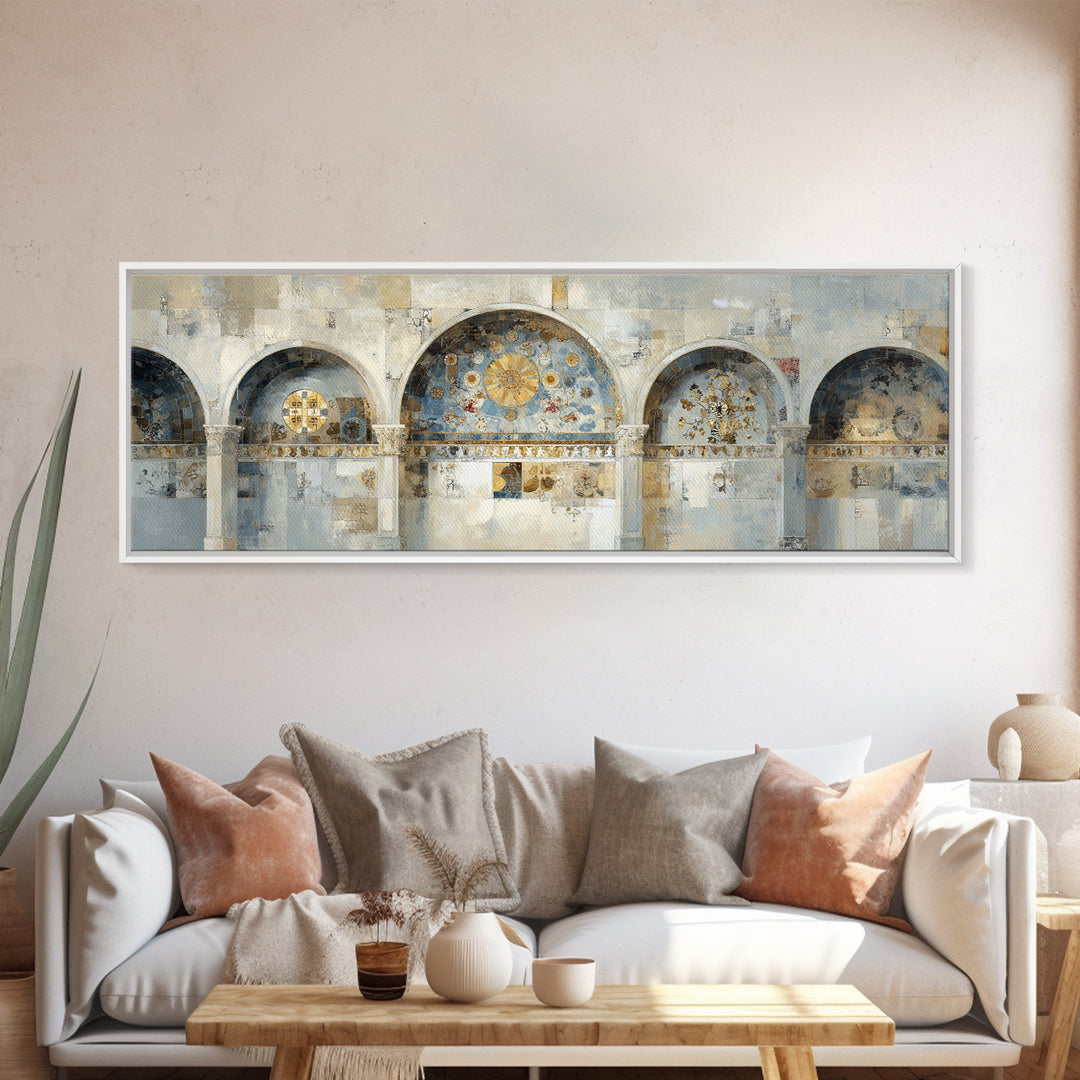 Ornamental Arch Filled Framed Canvas Print, Maximalist Art, Art Prints, Living Room Decor, Maximal, Dark Academia Decor, MAX-3x1-59