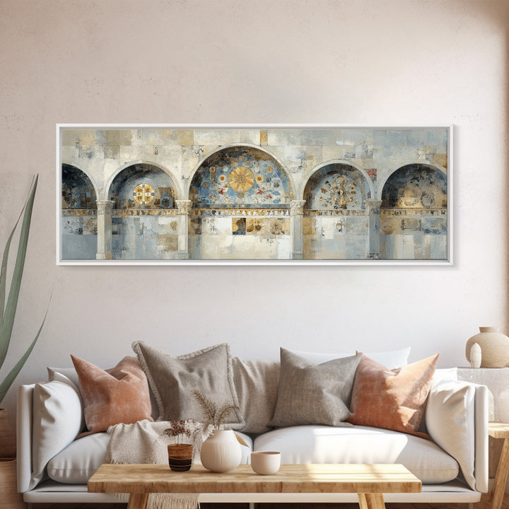 Ornamental Arch Filled Framed Canvas Print, Maximalist Art, Art Prints, Living Room Decor, Maximal, Dark Academia Decor, MAX-3x1-59