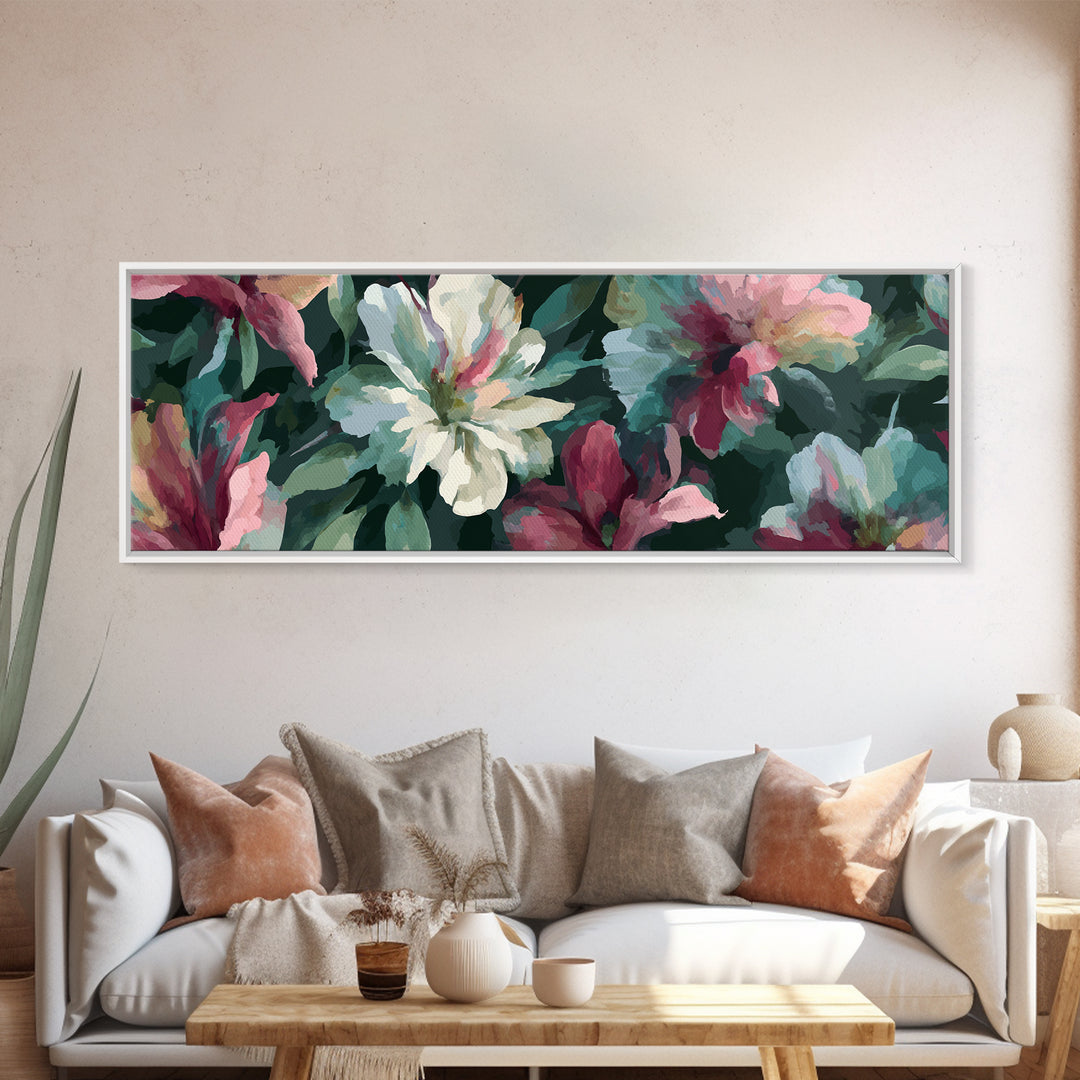 Matisse Inspired Cutouts with Vivid Floral Motifs Canvas Print, Maximalist Art, Modern Art, Living Room Decor, Oil Painting, MAX-3x1-98