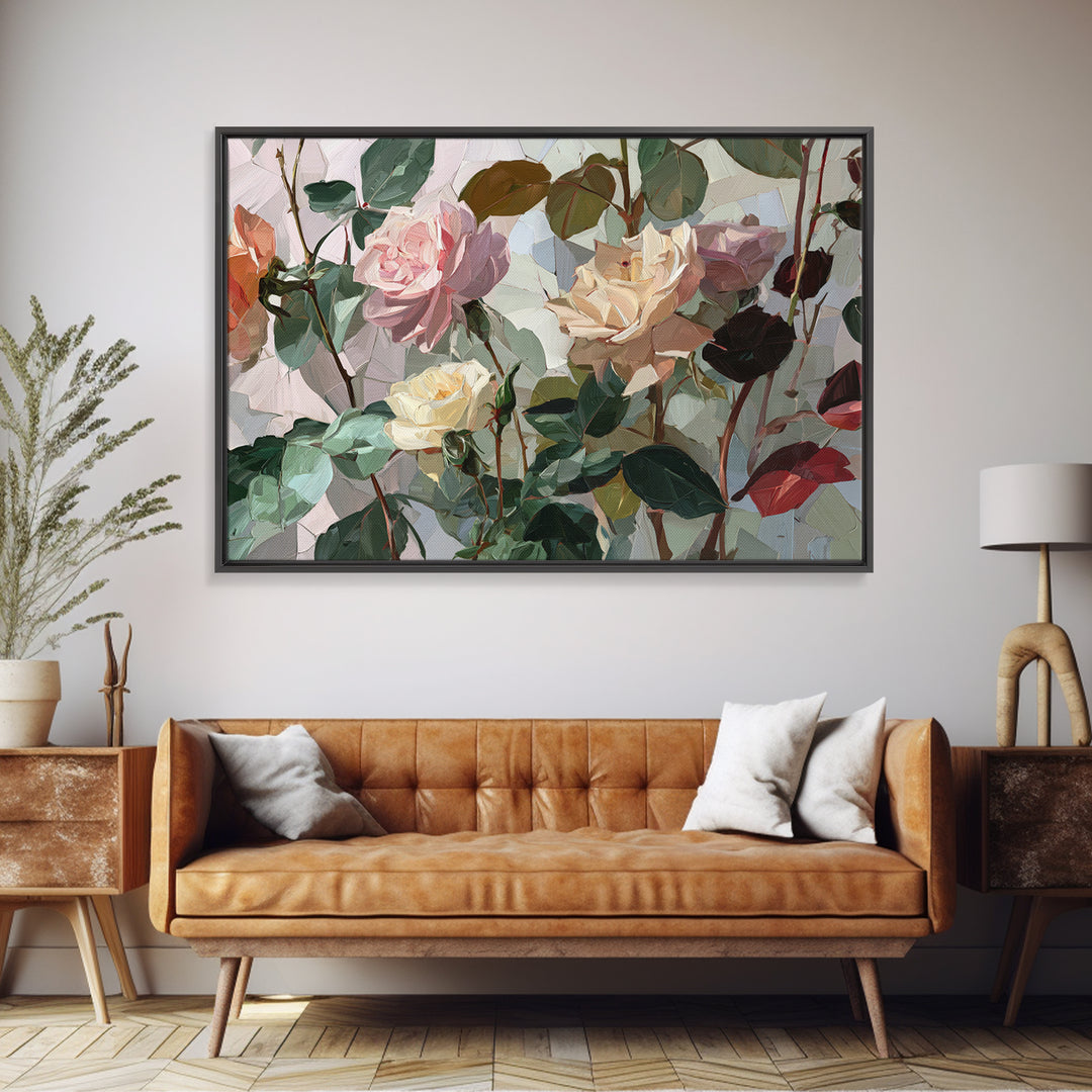 Baroque Roses Mixed Framed Canvas Print, Maximalist Art, Boho Wall Art, Living Room Decor, Fine Art, Maximal, Trendy Wall Art, MAX-3x2-10