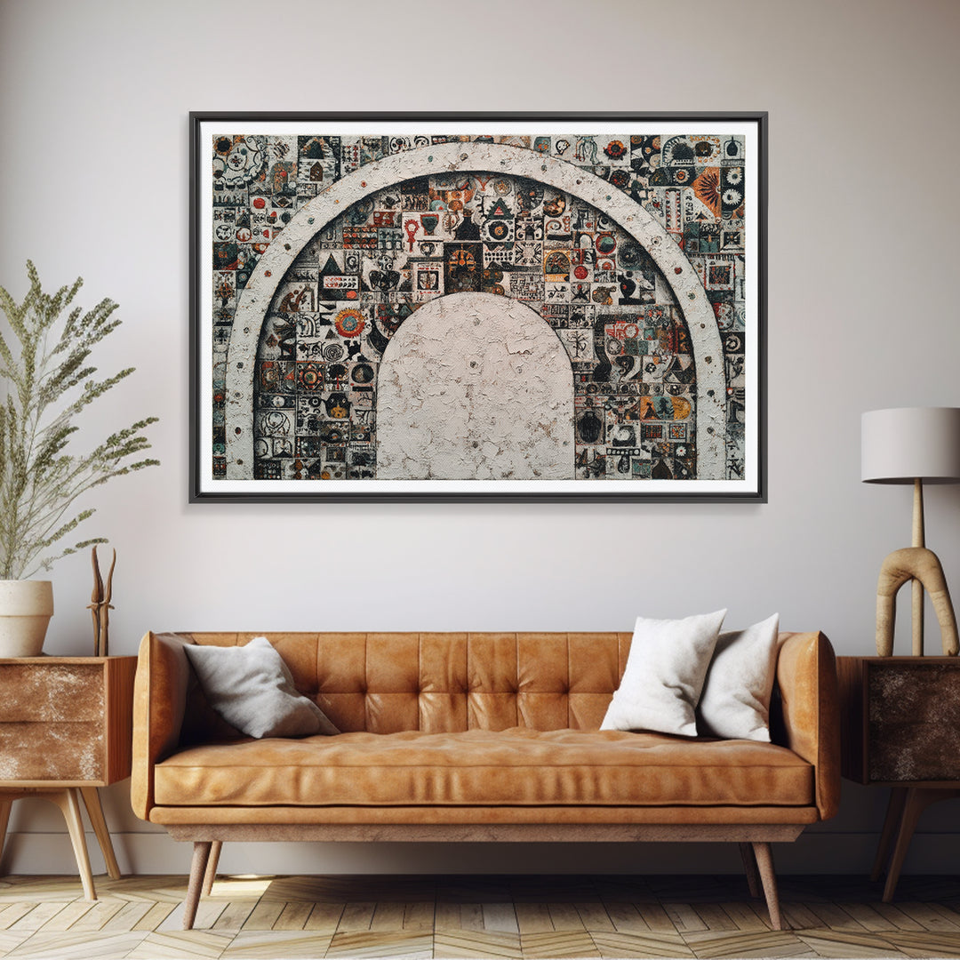 Ornamental Arch Filled Framed Canvas Print, Maximalist Art, Modern Art, Living Room Decor, Fine Art, Maximal, Textured Painting, MAX-3x2-23