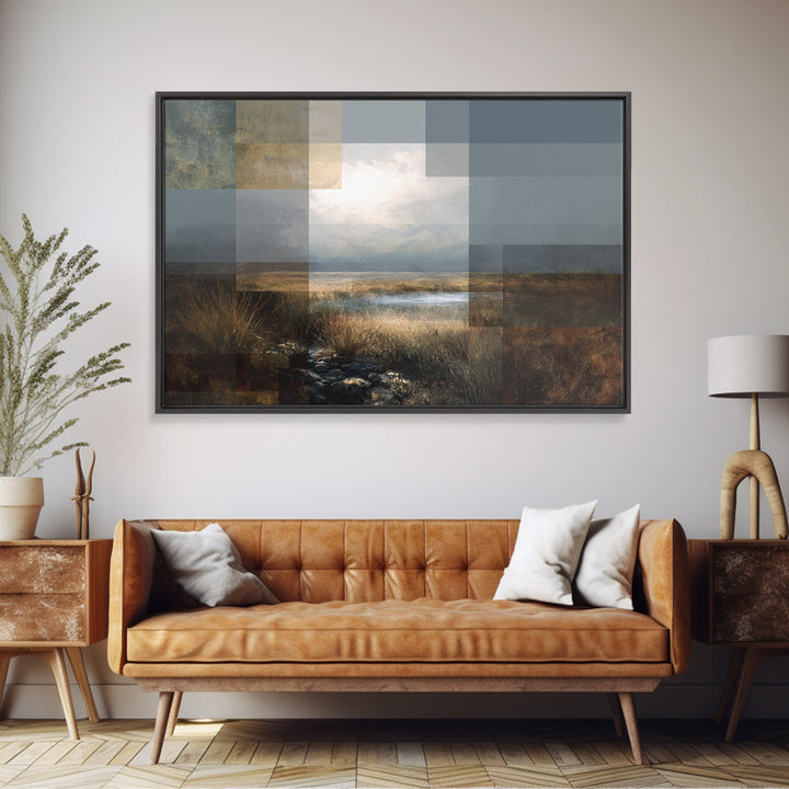 Eclectic Checkerboard Landscape Canvas Print, Maximalist Art, Moody Wall Art, Living Room Decor, Fine Art, Maximal, MAX-3x2-33