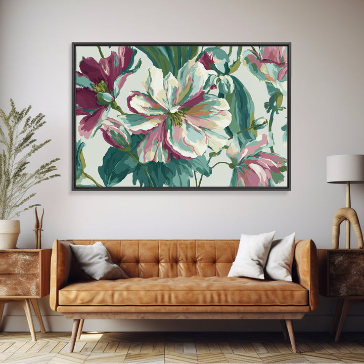 Matisse Inspired Cutouts with Vivid Floral Motifs Canvas Print, Maximalist Art, Retro Wall Art, Living Room Decor, Maximal, MAX-3x2-86