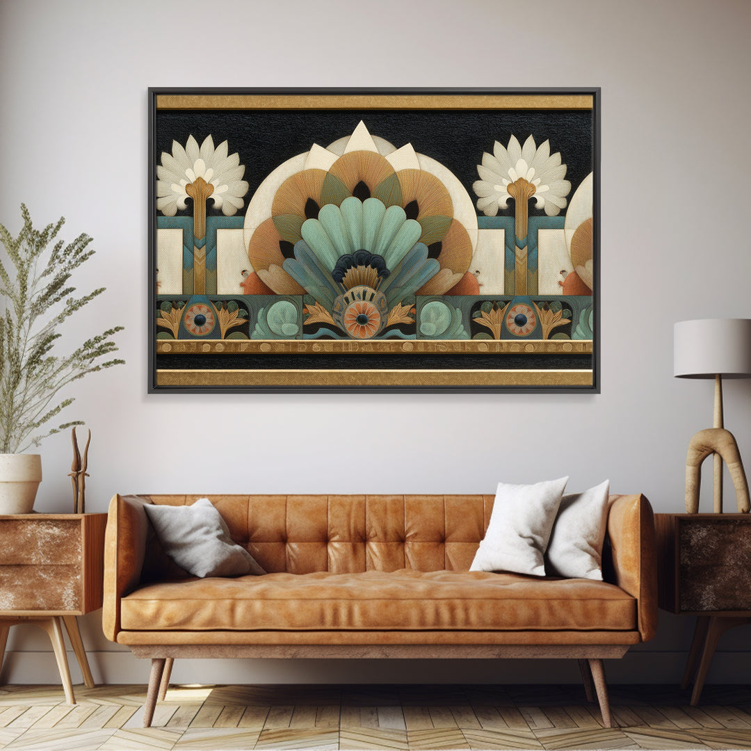 Folk Art Animal Parade Framed Canvas Print, Maximalist Art, Art Prints, Living Room Decor, Maximal, Dark Academia Decor, MAX-3x2-92