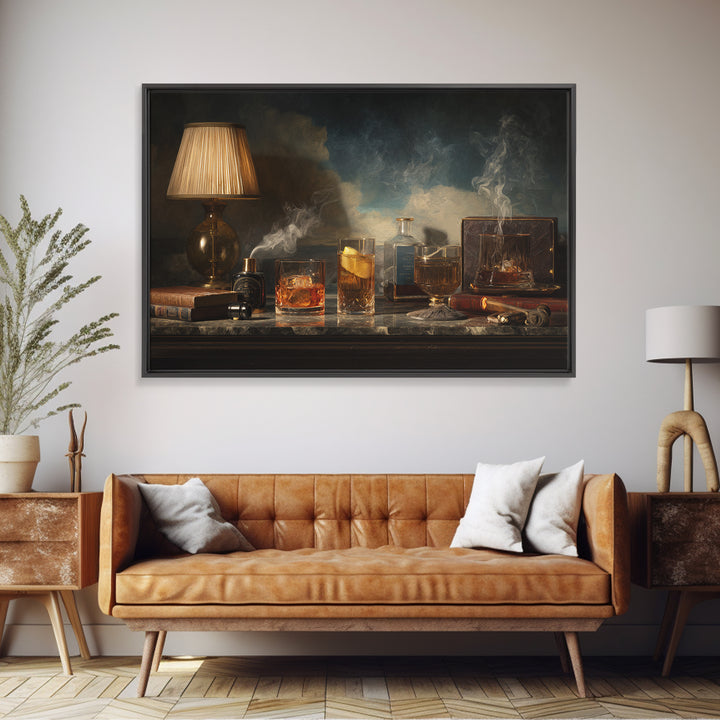 Retro Maximalist Cocktail Still Life Canvas Print, Maximalist Art, Funky Wall Art, Living Room Decor, Abstract Art, Maximal, MAX-3x2-94