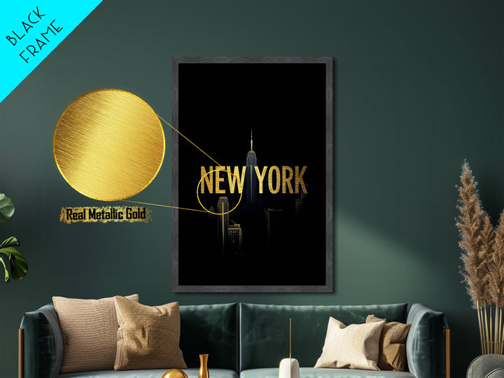 New York New York Art, Metallic Gold Art, Wood Framed Art, Metal Art, Modern Wall Art, Adventure Lover Gift, Entryway Wall Print