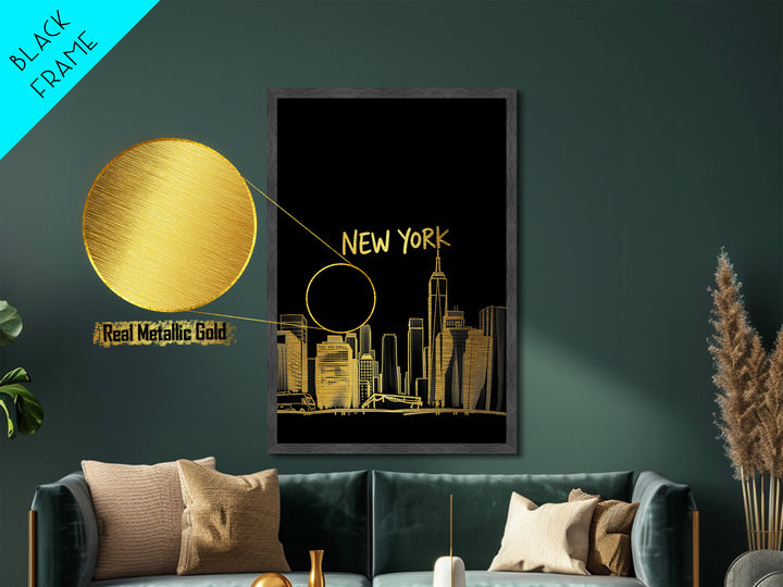 Metallic Gold NYC Travel Poster