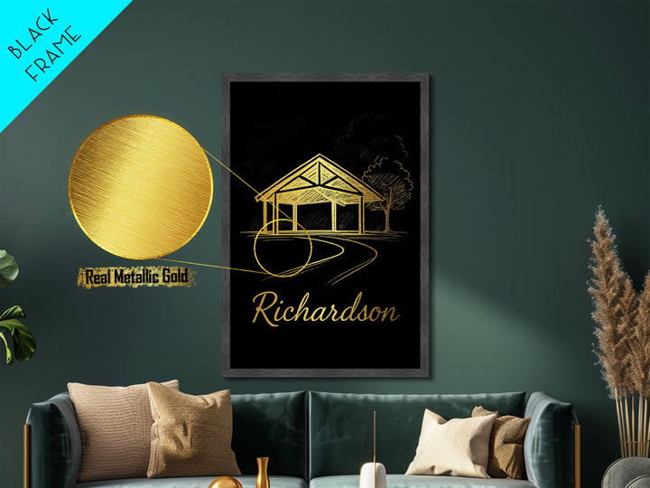 Richardson Texas Travel, Metallic Gold Print, Wood Framed Art, Metal Art, Modern Wall Art, Retirement Travel Gift, Living Room Decor