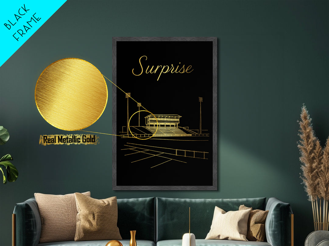 Surprise Arizona Art, Metallic Gold Art, Wood Framed Art, Metal Art, Minimalist Wall Art, Honeymoon Gift, Bedroom Decor