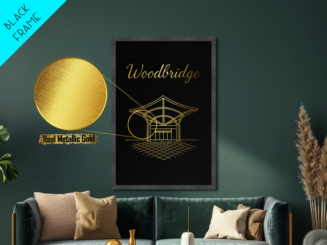 Woodbridge Virginia Art, Metallic Gold Art, Wood Framed Art, Metal Art, Modern Wall Art, Graduation Travel Gift, Home Decor