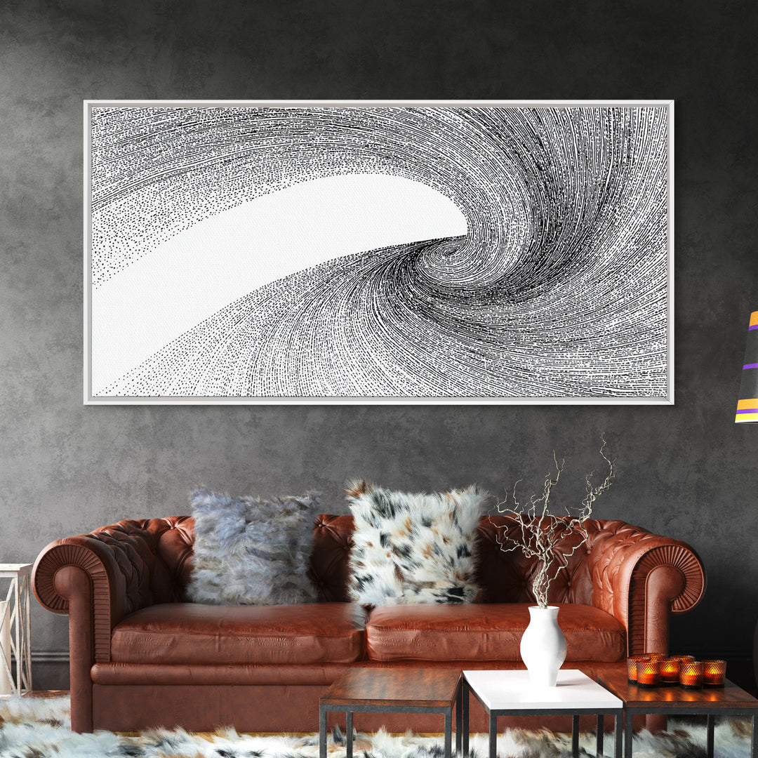 Black White Vortex Line Wall Art, Modern Abstract Art Print, Op Art Decor, Minimalist Geometric Poster For Office And Home
