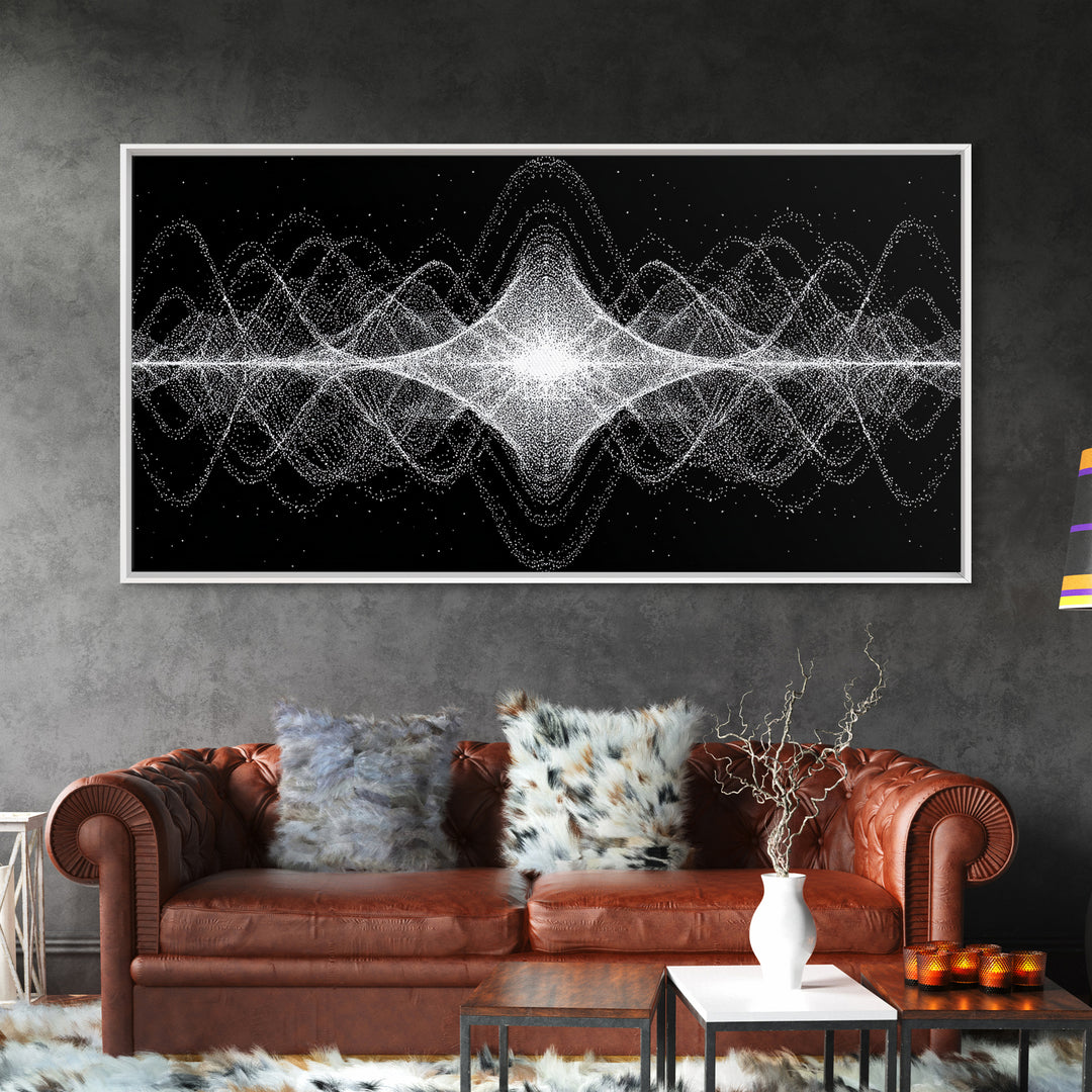 Black White Sound Wave Abstract Wall Art, Modern Geometric Art Print, Midcentury Decor, Minimalist Office Wall Decor Print