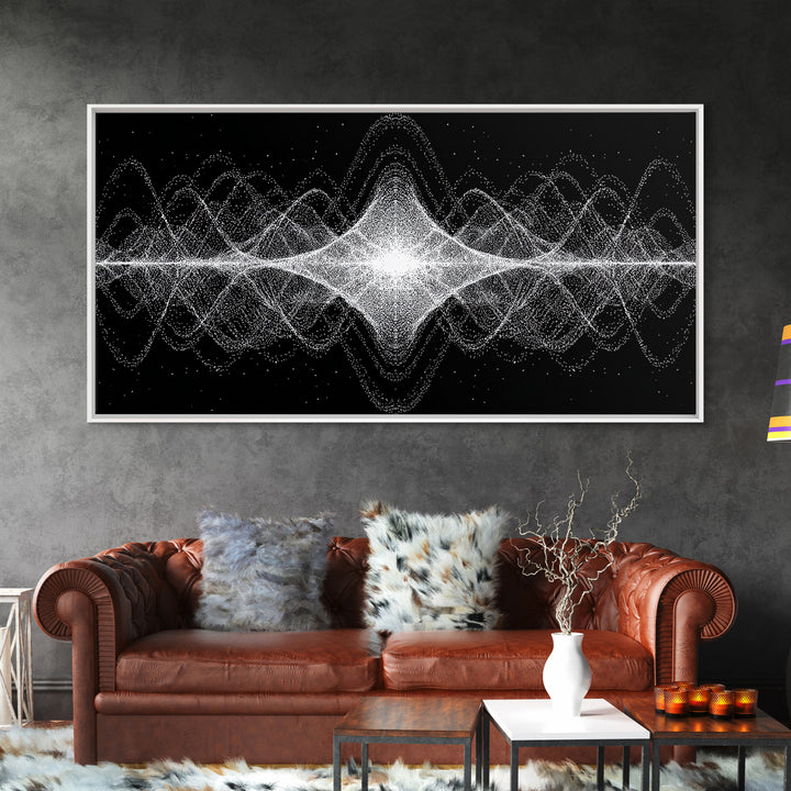 Black White Sound Wave Abstract Wall Art, Modern Geometric Art Print, Midcentury Decor, Minimalist Office Wall Decor Print