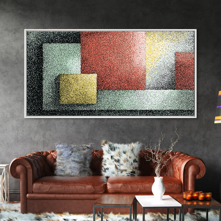 Textured Color Block Abstract Canvas Print, Mid Century Modern Wall Art, Geometric Shapes Poster, Retro Office Decor Print