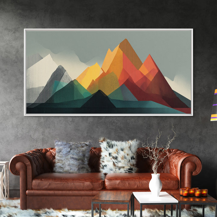 Colorful Geometric Mountain Range Wall Art, Midcentury Modern Art Print, Retro Landscape Poster, MCM Living Room Home Decor