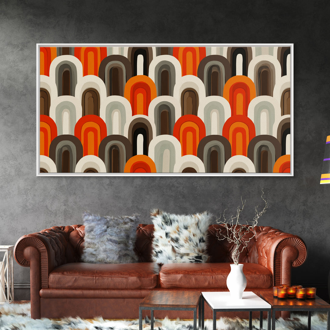 Retro Orange Brown Arch Pattern Wall Art, Midcentury Modern Art Print, 70s Decor, Geometric Wall Decor, MCM Home Decor, Retro Print