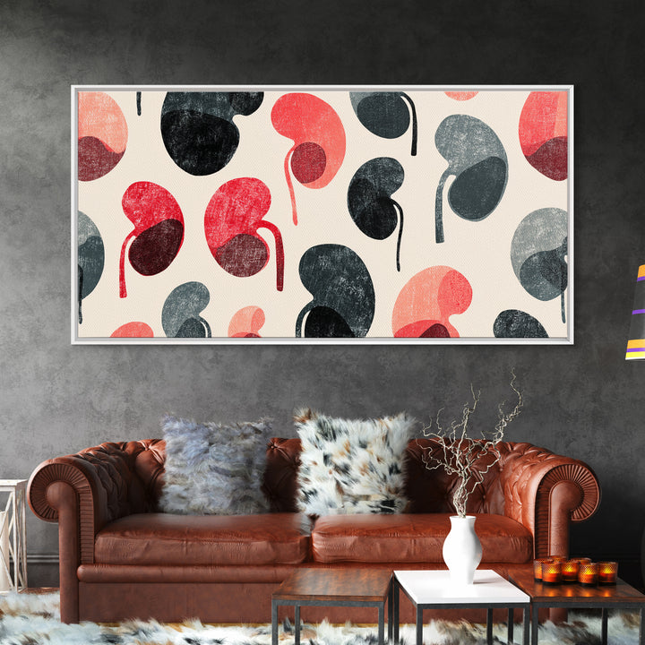 Red Black Kidney Bean Abstract Wall Art, Midcentury Modern Organic Shapes, Retro Geometric Poster, Bold MCM Home Decor Print