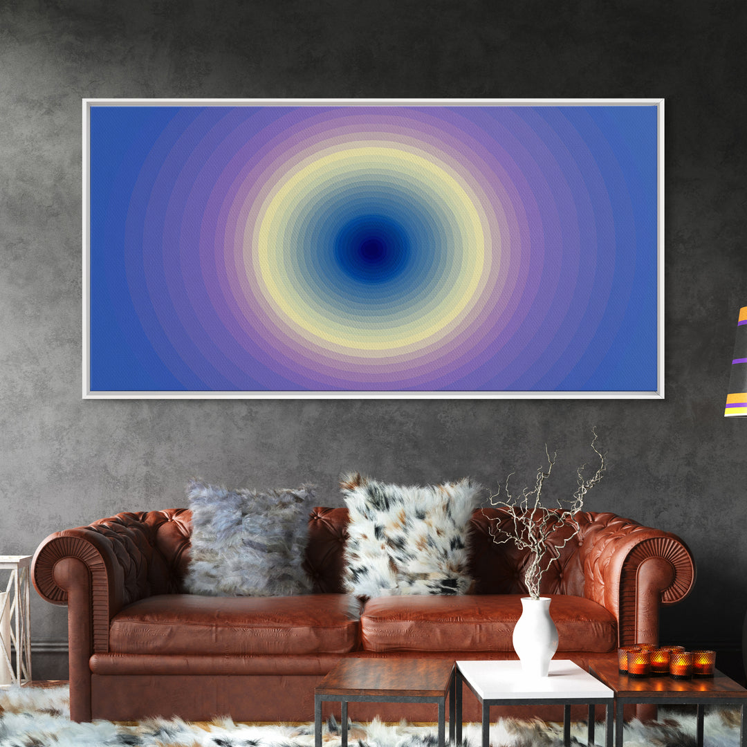 Blue Purple Concentric Circle Wall Art, Modern Abstract Art Print, Soft Geometric Decor, Minimalist Bedroom Poster, Home Decor