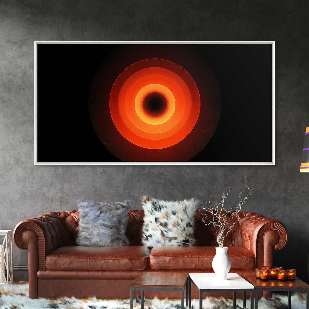 Fiery Eclipse Black Hole Wall Art, Modern Abstract Space Print, Orange Red Planet Decor, Cosmic Geometric Poster For Home Office