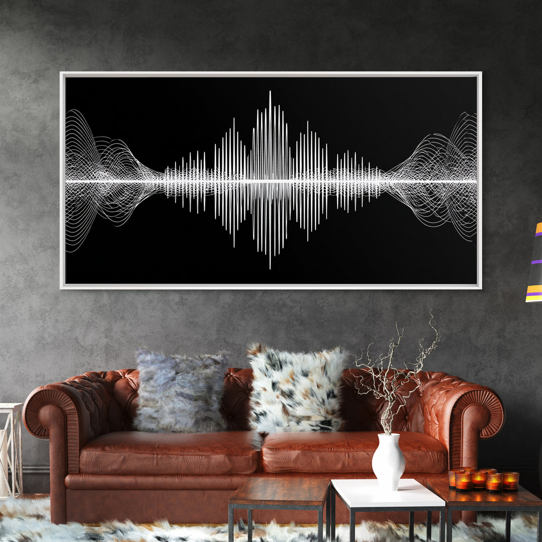 Black And White Sound Wave Wall Art, Minimal Audio Waveform, Modern Abstract Art Print, Music Studio Decor, Office Wall Decor