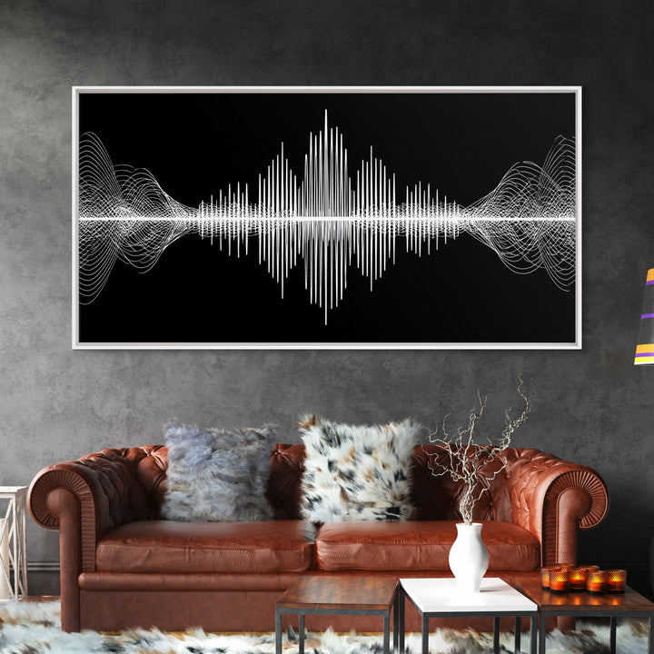 Black And White Sound Wave Wall Art, Minimal Audio Waveform, Modern Abstract Art Print, Music Studio Decor, Office Wall Decor