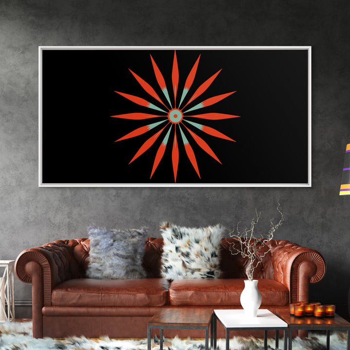 Red Atomic Starburst Wall Art, Midcentury Modern Art Print, Retro Geometric Poster, MCM Wall Decor, Bold Orange Black Decor