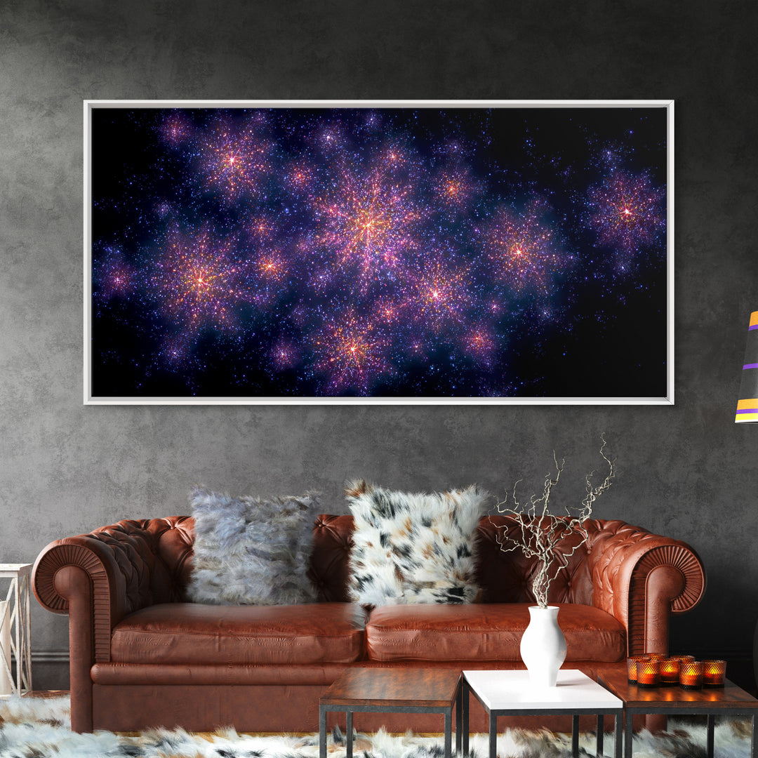 Purple Pink Starfield Galaxy Wall Art, Cosmic Retro Poster, Space Abstract Art, Modern Bedroom Decor, Dreamy Nebula Print