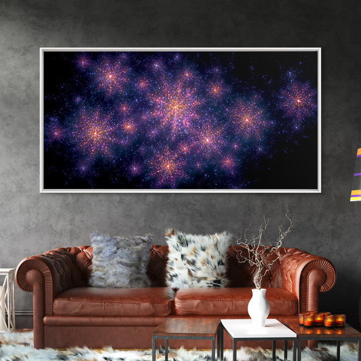 Purple Pink Starfield Galaxy Wall Art, Cosmic Retro Poster, Space Abstract Art, Modern Bedroom Decor, Dreamy Nebula Print