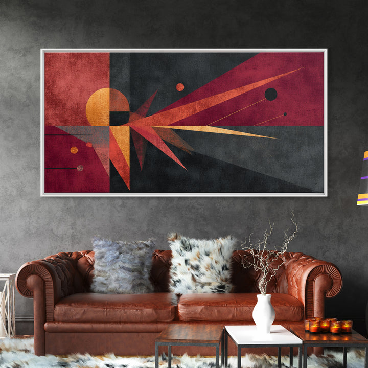 Red Black Atomic Sunburst Wall Art, Midcentury Modern Art, Geometric Abstract Print, Retro Wall Decor For Living Room Gift