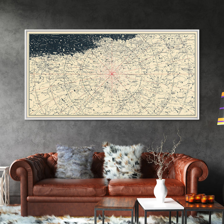 Cream Celestial Star Chart Wall Art, Minimal Astronomy Map, Peach Horizon Poster, Neutral Space Print, Modern Home Decor