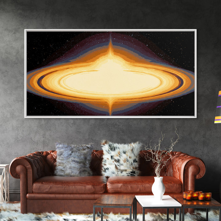 Luminous Accretion Disk Canvas Print, Black Hole Space Art, Cosmic Retro Poster, Modern Abstract Wall Art, Sci Fi Decor Gift