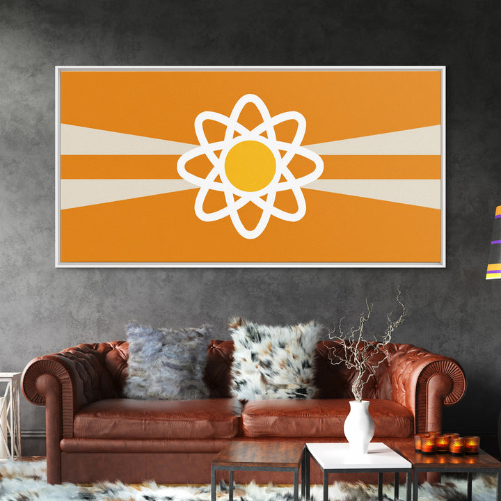 Orange Atomic Sunburst Wall Art, Mid Century Modern Atom Poster, Retro Science Decor, MCM Wall Decor, Modern Art Print Gift