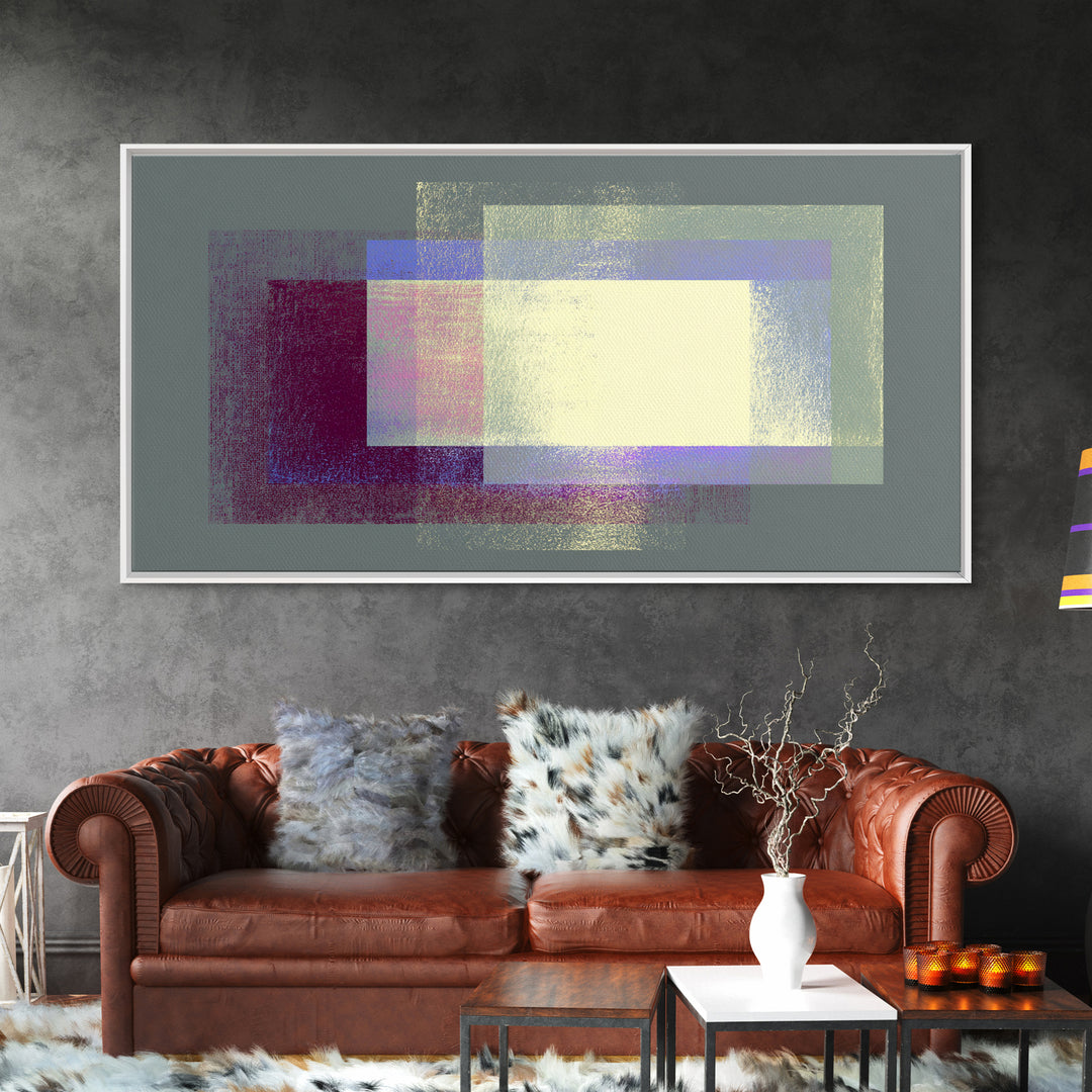 Soft Gray Magenta Geometric Rectangles Wall Art, Midcentury Modern Abstract Print, MCM Home Decor, Minimalist Office Decor