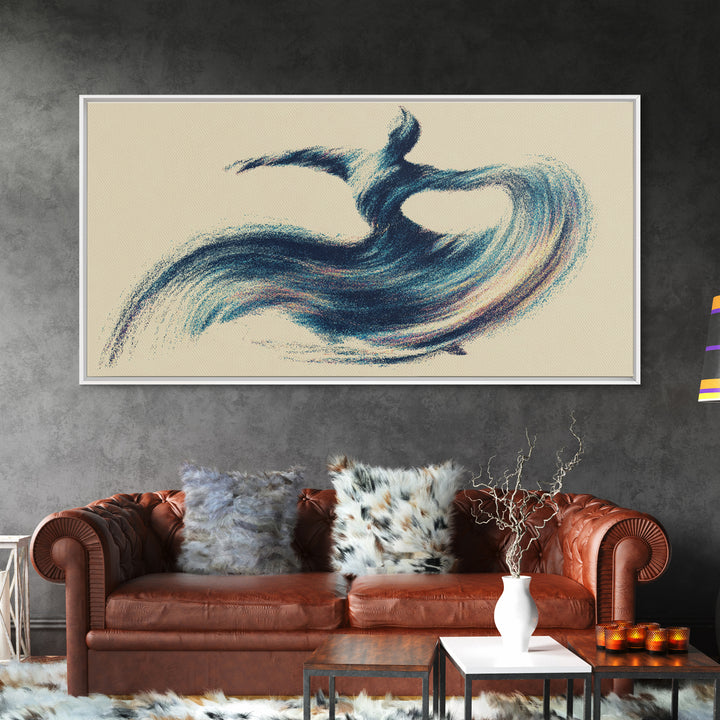 Abstract Blue Surfer Wave Motion Wall Art, Modern Abstract Art Print, Coastal Minimalist Poster, Yoga Studio Decor Gift Idea