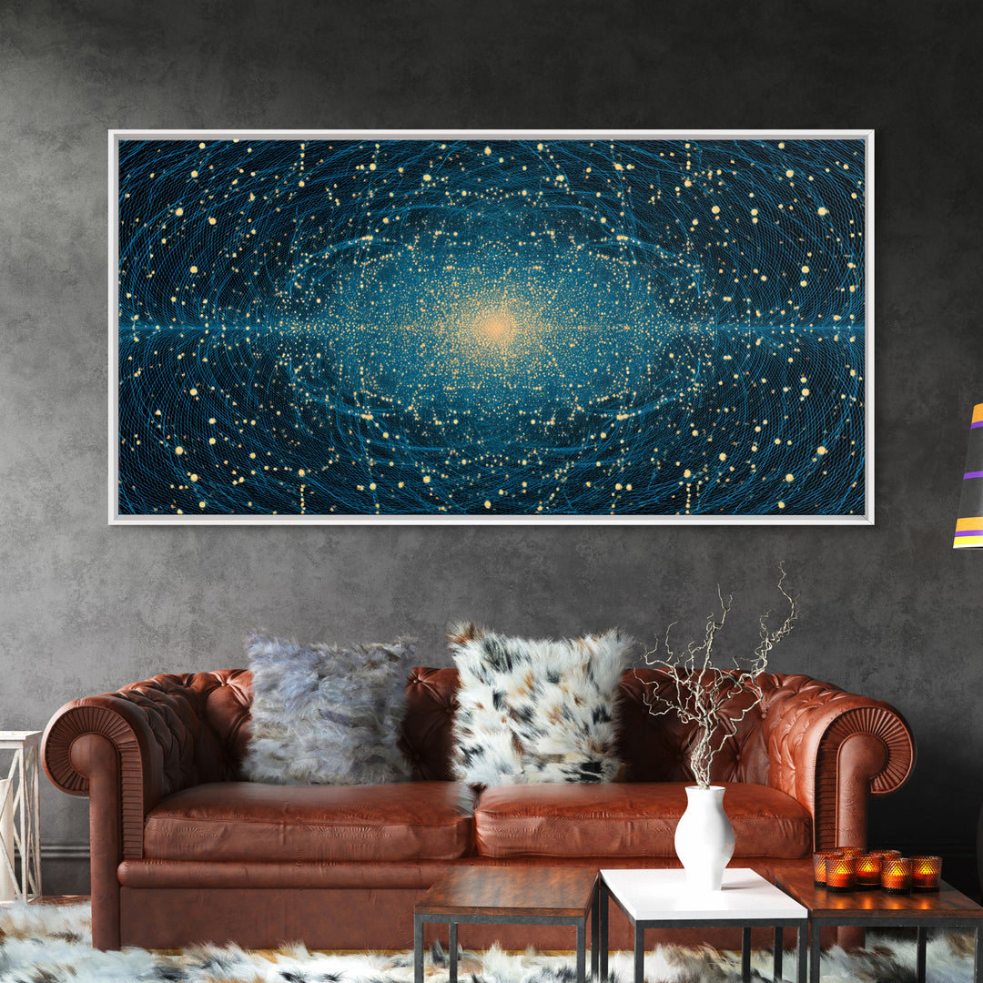 Golden Galaxy Core Stellar Space Wall Art, Midcentury Modern Abstract Art, Dark Cosmic Poster, Modern Home Decor, MCM Print