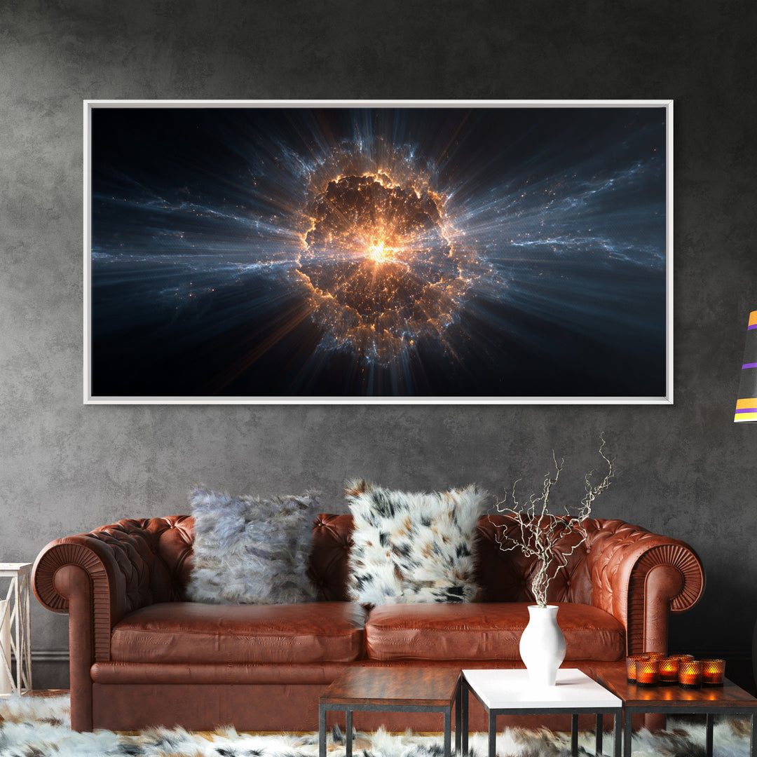 Glowing Cosmic Explosion In Deep Space Wall Art, Modern Abstract Art Print, Sci Fi Wall Decor, Digital Art For Home Office