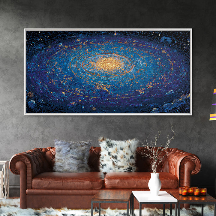 Electric Blue Galactic Spiral Wall Art, Modern Abstract Art, Space Poster, Cosmic Home Office Decor, Large Canvas Print Decor