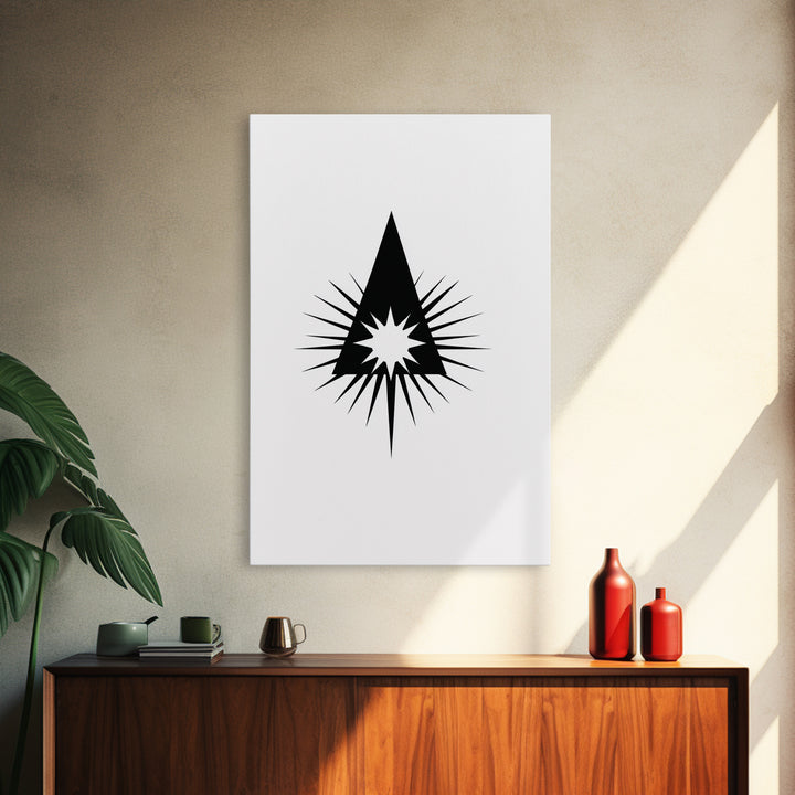 Black Triangle Starburst Wall Art, Minimal Atomic Geometry, Mid Century Modern Decor, Bold Geometric Poster Print, Scandinavian Art