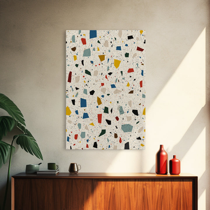 Speckled Confetti Terrazzo Shards Wall Art, Midcentury Modern Print, Colorful Geometric Abstract Home Office Living Room Decor