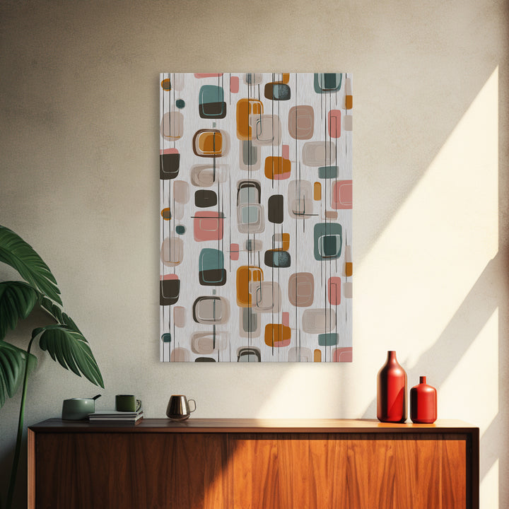 Muted Rounded Rectangle Pattern Wall Art, Midcentury Modern Abstract Poster, Scandinavian Decor, Geometric Home Art Print