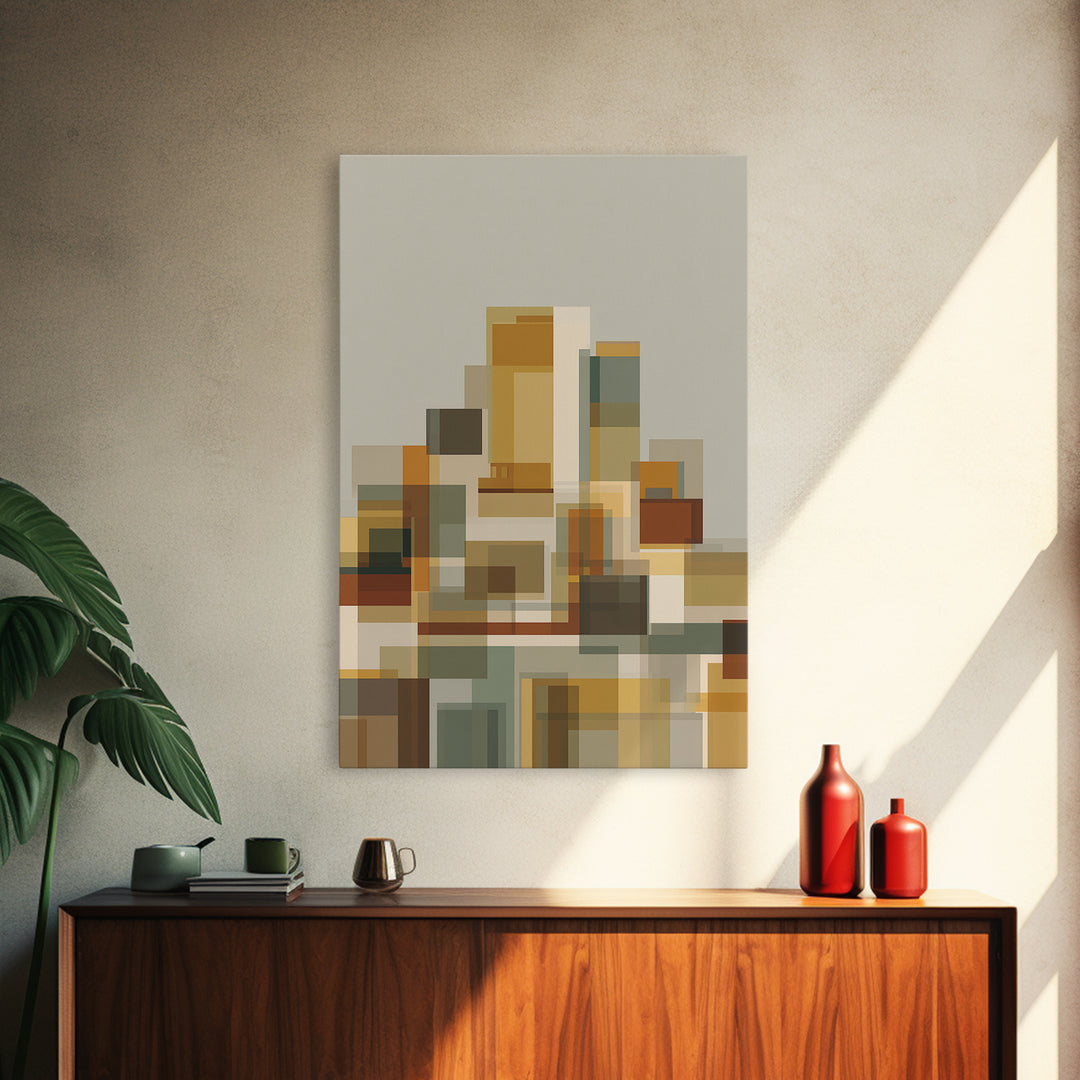 Minimal Geometric Blocks Wall Art, Midcentury Modern Art Print, Abstract Neutral Poster, Bauhaus Inspired Home Decor, Gift