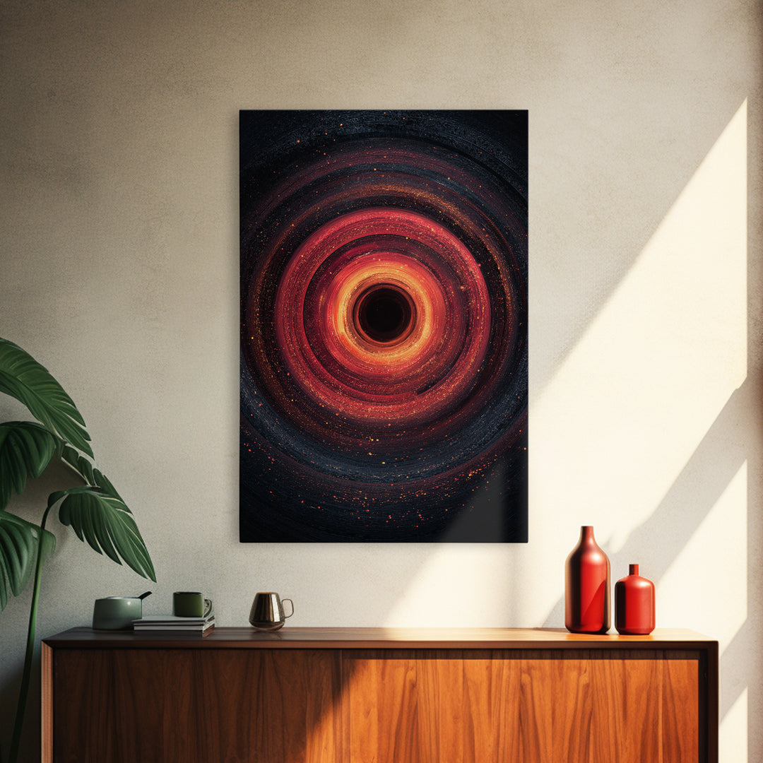 Fiery Black Hole Vortex Wall Art, Red Orange Cosmic Abstract, Space Poster, Modern Art Print, Statement Wall Decor, Home Office Art