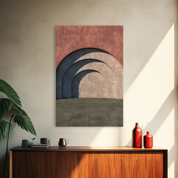 Pastel Concrete Archway Wall Art, Scandinavian Modern Architecture Print, Minimalist Geometric Decor, Neutral MCM Home Art