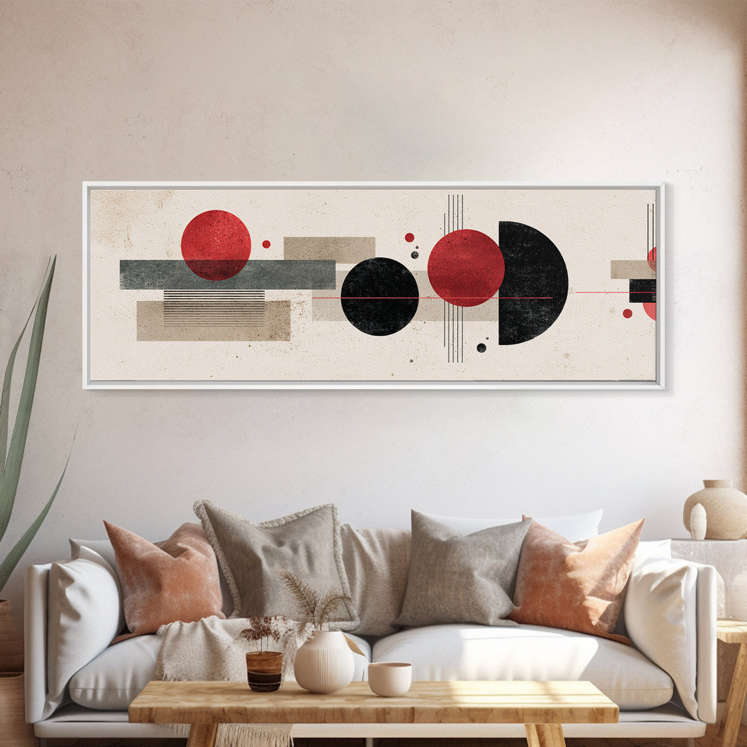 Red Black Geometric Abstract Wall Art, Midcentury Modern Art, Bauhaus Poster, Colorblock Art, Modern Wall Decor, Living Room Print