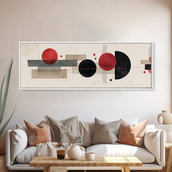 Red Black Geometric Abstract Wall Art, Midcentury Modern Art, Bauhaus Poster, Colorblock Art, Modern Wall Decor, Living Room Print