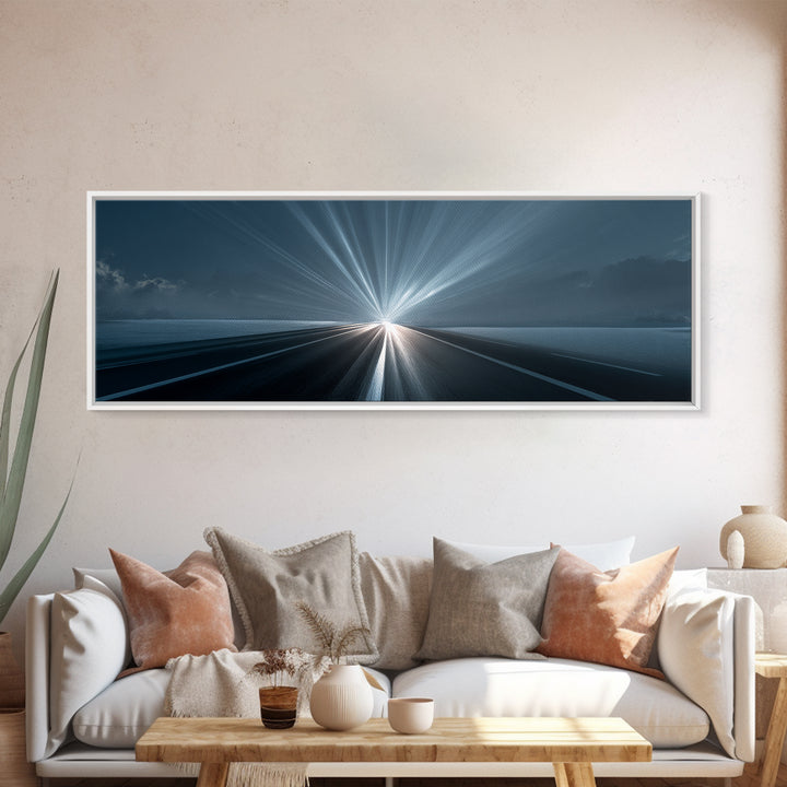 Moody Blue Ocean Road Canvas Print, Modern Art Print, Coastal Wall Art, Minimalist Office Decor, Framed Seascape Poster Gift