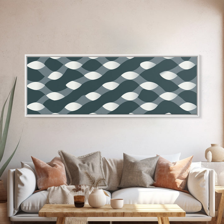 Gray Wavy Op Art Pattern Canvas Print, Geometric Wall Art, Modern Abstract Art, Minimalist Decor, Office Wall Art, Retro